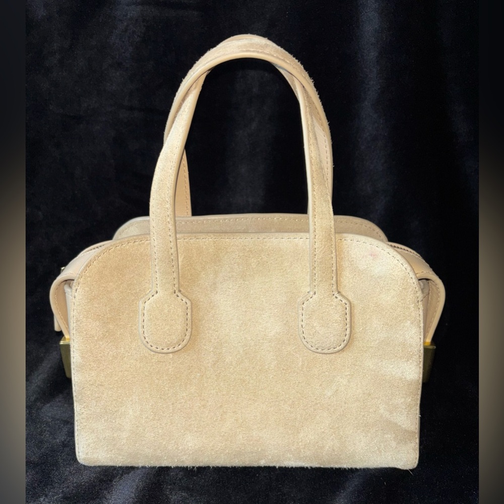 J.Crew Small Berkeley Top Handle Suede and Leather Bag Light Khaki CH242
